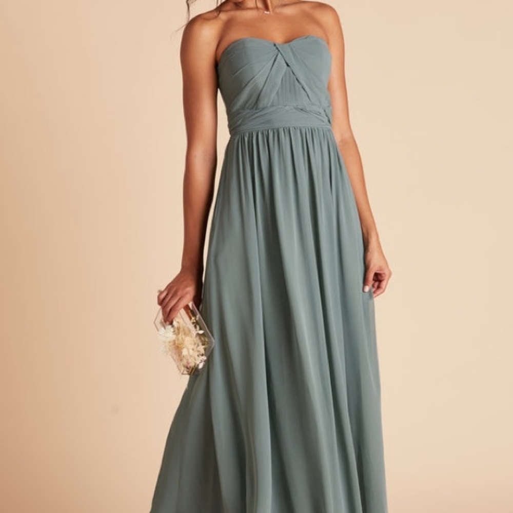 Birdy Grey Grace Convertible Chiffon in Sea Glass with Slit, Size XS